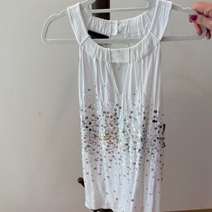 White Sequin Embellished Tank Top